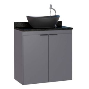 Gabinete de Banheiro Cinza em Madeira com Tampo em Granito e sem Cuba Aster 60 Cozimax