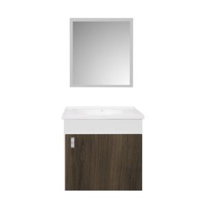 Kit Gabinete com Espelho Roma MDP Laqueado 42X33X37cm Branco Ipe Sicmol
