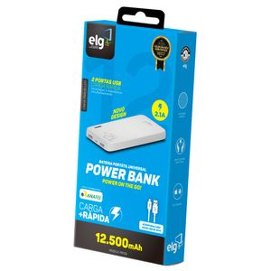 Carregador Portátil 12.500MAH Branco ELG
