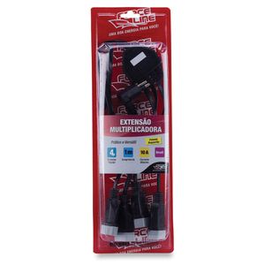 Extensão Multiplicadora 10A 1Metros Preto Force Line