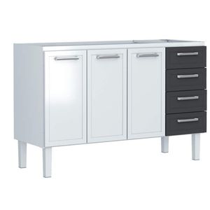 Gabinete de Pia 150 Apolo Flat 4G Branco Preto Cozimax
