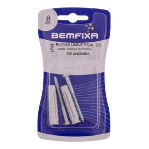Parafuso Cabeça Sextavada com Bucha de Fixação Universal 8mm 2 Unidades Bemfixa