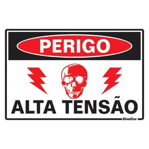 Placa de Sinalização Poliestireno 15x20 Perigo Alta Tensão Sinalize