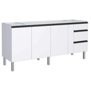 Gabinete de Cozinha Aço para Pia de 180cm Gaia Flat Branco Cozimax