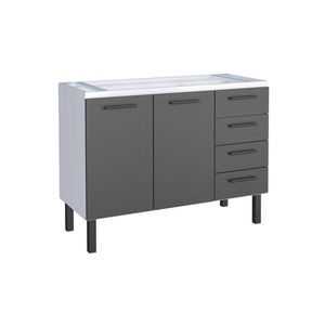 Gabinete de Pia 120 Apolo Flat 4G Preto Cozimax