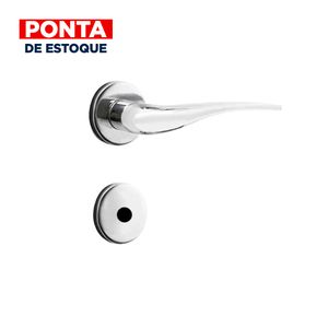 Fechadura para Porta de Banheiro Cromada 40mm com Roseta MZ930 Design Papaiz