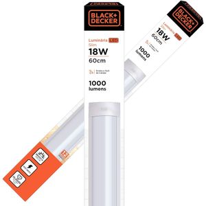 Luminaria LED Slim Linear Aluminio Branca 18W 60cm 6500K Bivolt Black+Decker