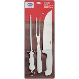 Kit do Assador Faca, Garfo e Chaira Mor
