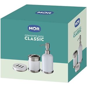 Conjunto Inox para Toalete 3 peças Classic Mor