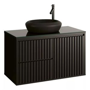 Gabinete 80 Ripado com Tampo Preto Astral Design