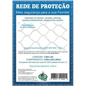 Rede de Proteção Uso Geral com Corda Branca 3,50x5,00m Victoria Reggia