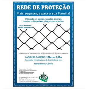 Rede de Proteção Uso Geral com Corda Preta 3,50x5,00m Victoria Reggia