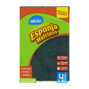 Esponja Dupla Face ALK-8257 4 Unidades Alklin