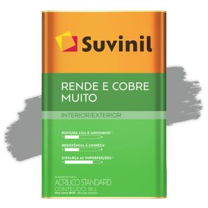 Tinta Acrílica Fosco Rende e Cobre Muito Cinza Natural 18L Suvinil
