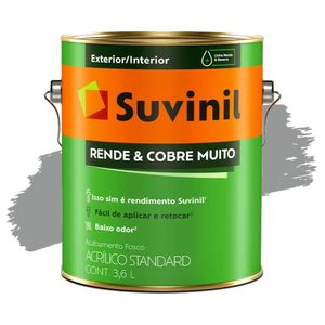 Tinta Acrílica Fosco Rende e Cobre Muito Cinza Natural 3,6 Litros Suvinil