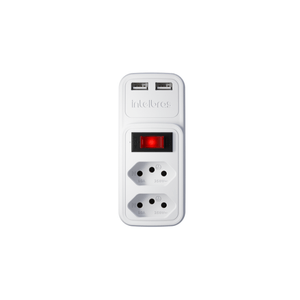 Adaptador Elétrico Branco 2 Tomadas 2 USB - EAC 202  Intelbras