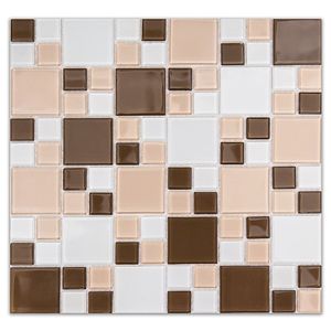 Pastilha de Vidro K2413 Cristal Branca Bege Marrom 30x30cm Glass Mosaic
