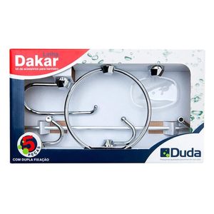 Kit Banheiro Dakar Cromado Cristal 5 Peças Duda
