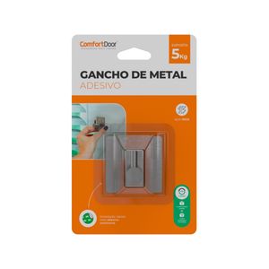 Gancho de Metal Adesivo Inox Quadrado ComfortDoor