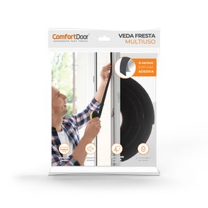 Veda Fresta Multiuso 11x4 mm Preto 10 Metros Comfort Door