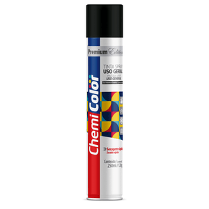 Tinta Spray Uso Geral Preto Semi Brilho 250Ml Chemicolor