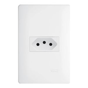 Conjunto Tomada 2 Polos + Terra com Placa Habitat 10a 250v Branca