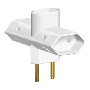 Plugue 2 Polos 10A com 3 Saídas Branco