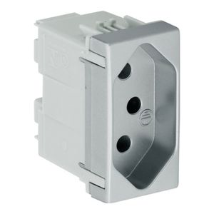 Módulo Tomada 2P+T Padrão Brasileiro 10A 250V Alumínio Fosco