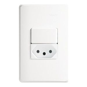 Conjunto 1 Interruptor Paralelo e 1 Tomada 2P + T Padrão Brasileiro 10A S19 Simon