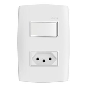 Conjunto 1 Interruptor Paralelo + 1 Tomada 10A 250V Simon 30 Branco