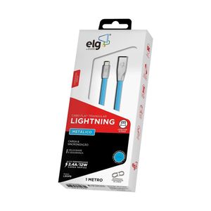 Cabo USB Lightning Flat Emborrachado 1m Azul ELG