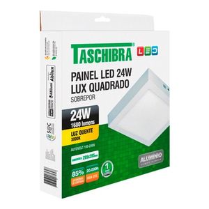 Painel LED de Sobrepor Quadrado Lux 24w Autovolt Branco 31cm 3000K Luz Amarela