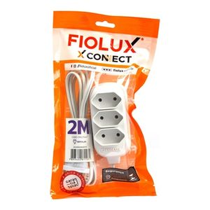 Extensao 3 Tomadas 10a Bipolar 2m Branca Fiolux