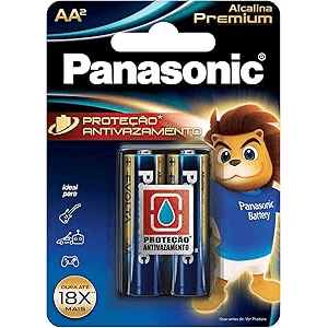 Pilha Alcalina Premium AA Com 2 Unidades Panasonic