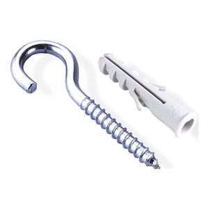 Bucha De Fixação Em Nylon 8mm Com Gancho Com 4 Peças Cinza Metropac