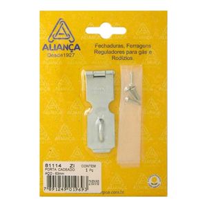 Porta Cadeado Em Zamac Para Porta 63mm Cromado Aliança
