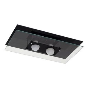 Plafon Em Vidro Retangular Para 2 Lâmpadas 50x30cm Preto Pantoja & Carmona