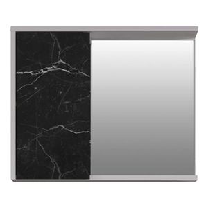 Espelheira para Banheiro em MDF ETA 62cm Branco e Marmorizado Preto