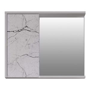 Espelheira para Banheiro em MDF ETA 62cm Branco e Marmorizado Branco