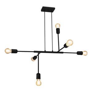 Pendente Face Com 6 Hastes Preto Fosco Longo Spotline