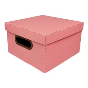 Caixa Organizadora com Tampa Linho Pequena Goiaba Provençal 26x26cm