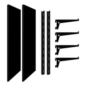 Kit com 2 Prateleiras Mdp 2 Trilhos e 4 Suportes em Aço 60x30cm Preto