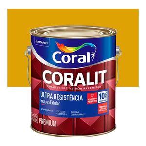 Tinta Esmalte Sintético Premium Brilhante Coralit Tradicional Ouro 3,6 Litros