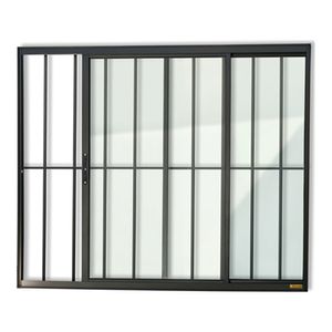 Janela Correr 2 Folhas Grade 100x120cm Preto Brimak
