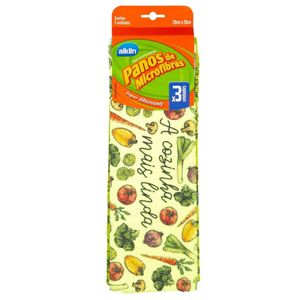 Kit Panos Microfibras Estampas com 3 Unidades Alklin
