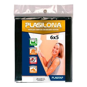 Lona Plastica Preta 5X4M Plasitap