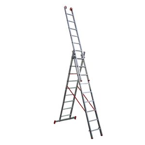 Escada Extensível Tripla 11x3 Degraus em Alumínio 7,82M Botafogo