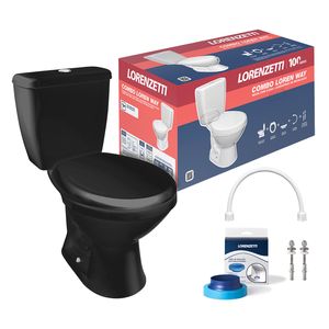 Kit Vaso com Caixa Acoplado Way Preto Lorenzetti