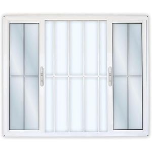 Janela Correr 4 Folhas  Com Grade Vidro Liso 120X150 Branco Mgm