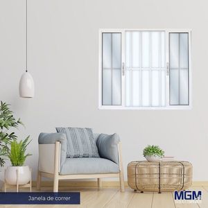 Janela Correr 4Folhas Com Grade Vidro Liso 100X200 Branco Mgm